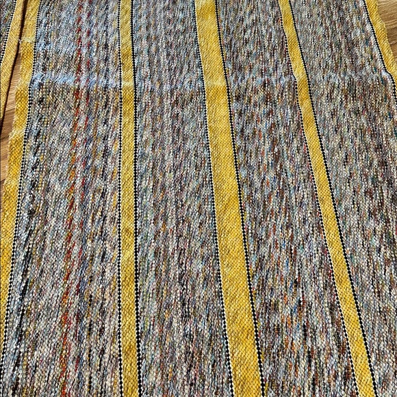 Vintage Multi-Color Woven Yellow Hook Rug Kitchen Throw Decorative set of 2 - Picture 2 of 8